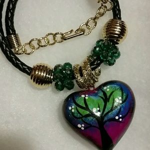 Necklace Hand painted heart